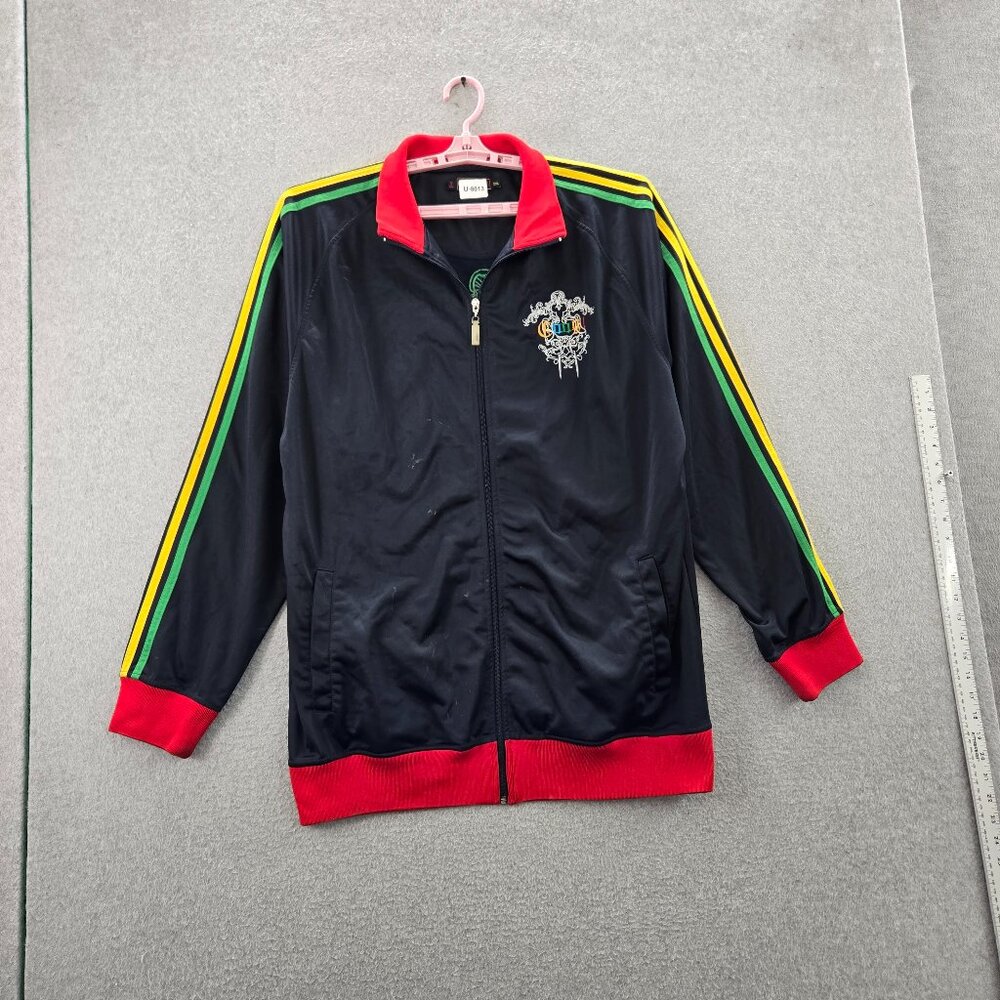 Coogi Men Jacket 2XL Black Heritage Crest‎ Embroidery Track Jacket Graphic Print